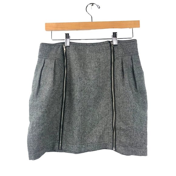 SILENCE + NOISE Tweed Double Zip Mini Skirt Womens 6 - Picture 1 of 7